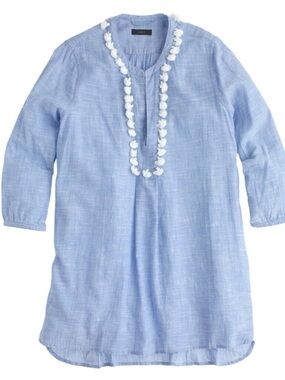 J. Crew Ladies Pom Pom Trim beach tunic linen blend small